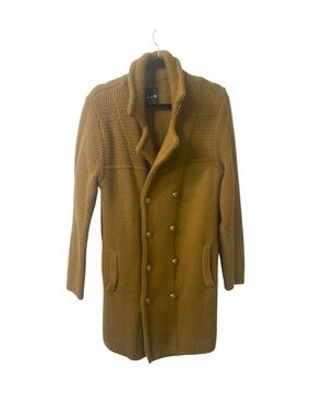 Men's Notch Lapel Double-Breasted Cardigan in Camel Brown